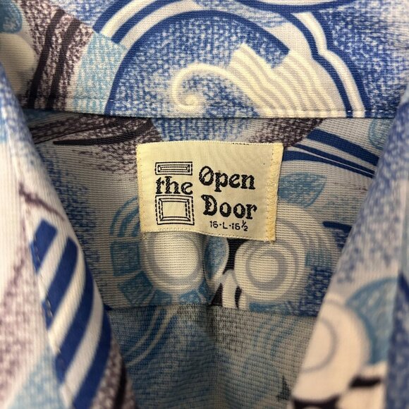 70s DEADSTOCK Psychedelic Op Art Dagger Collar Shirt - Picture 6 of 9